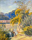 Femme Paintings - Deux femmes arabes au bord du Nil by Emile Bernard